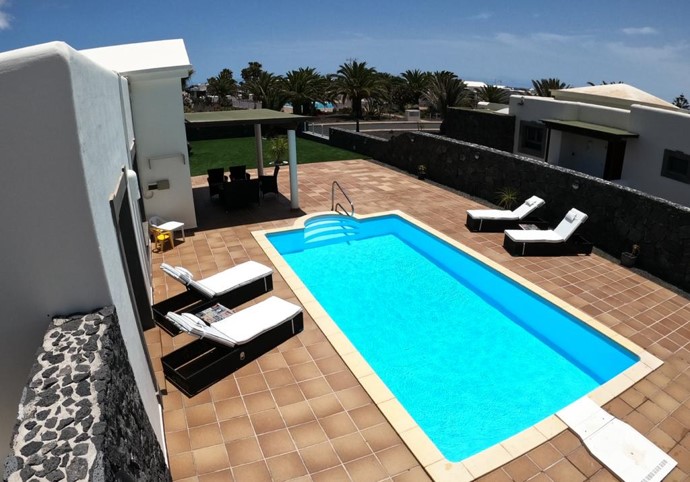 Aerial view from above of the Pool / Terrace