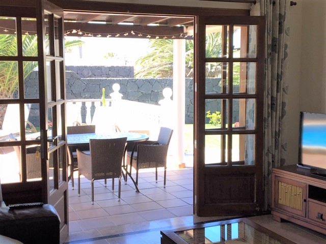 View from inside Lounge to outside seating area